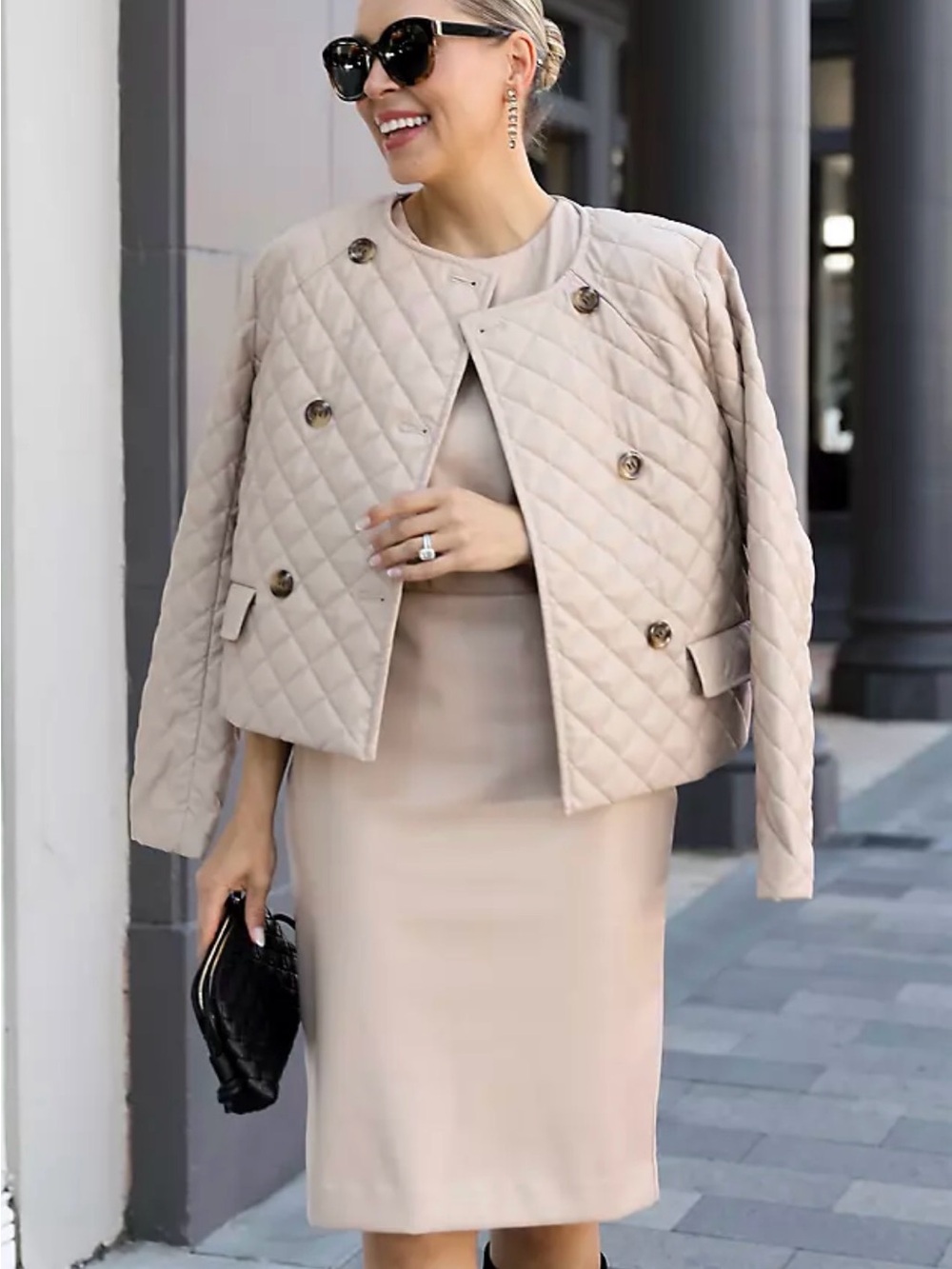 Ann Taylor Quilted Beige Puffer Jacket